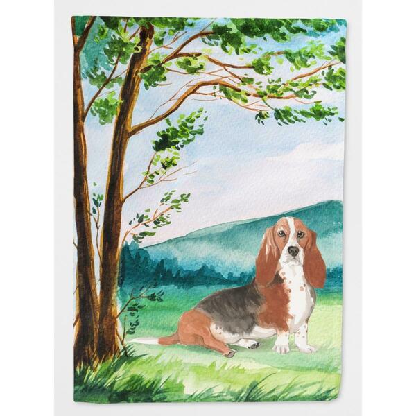 Patioplus Under the Tree Basset Hound Flag Canvas House Size PA2895079